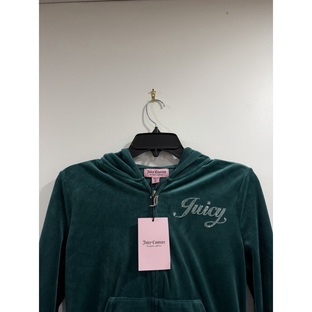 Juicy Couture y2k Rain Forest velour rhinestone bling tracksuit Size Small New - Picture 3 of 7